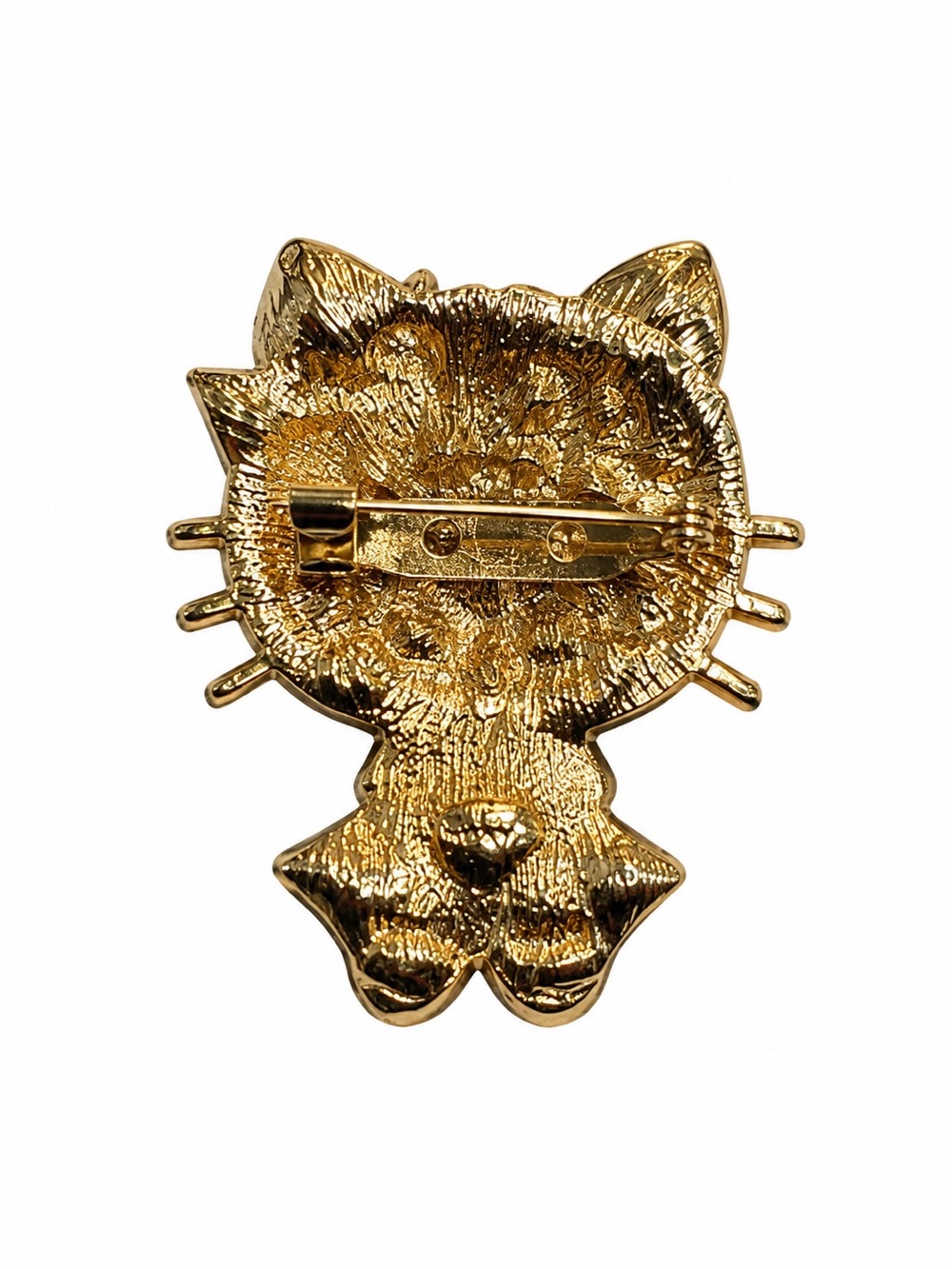 Hello Kitty Vintage Style Rhinestone Brooch Gold Tone Red Bow - Picture 3 of 3